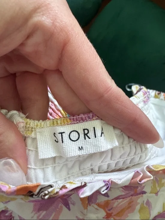 Storia x Aritzia Floral Strapless Cotton Midi Bustier Dress Medium - Picture 6 of 6